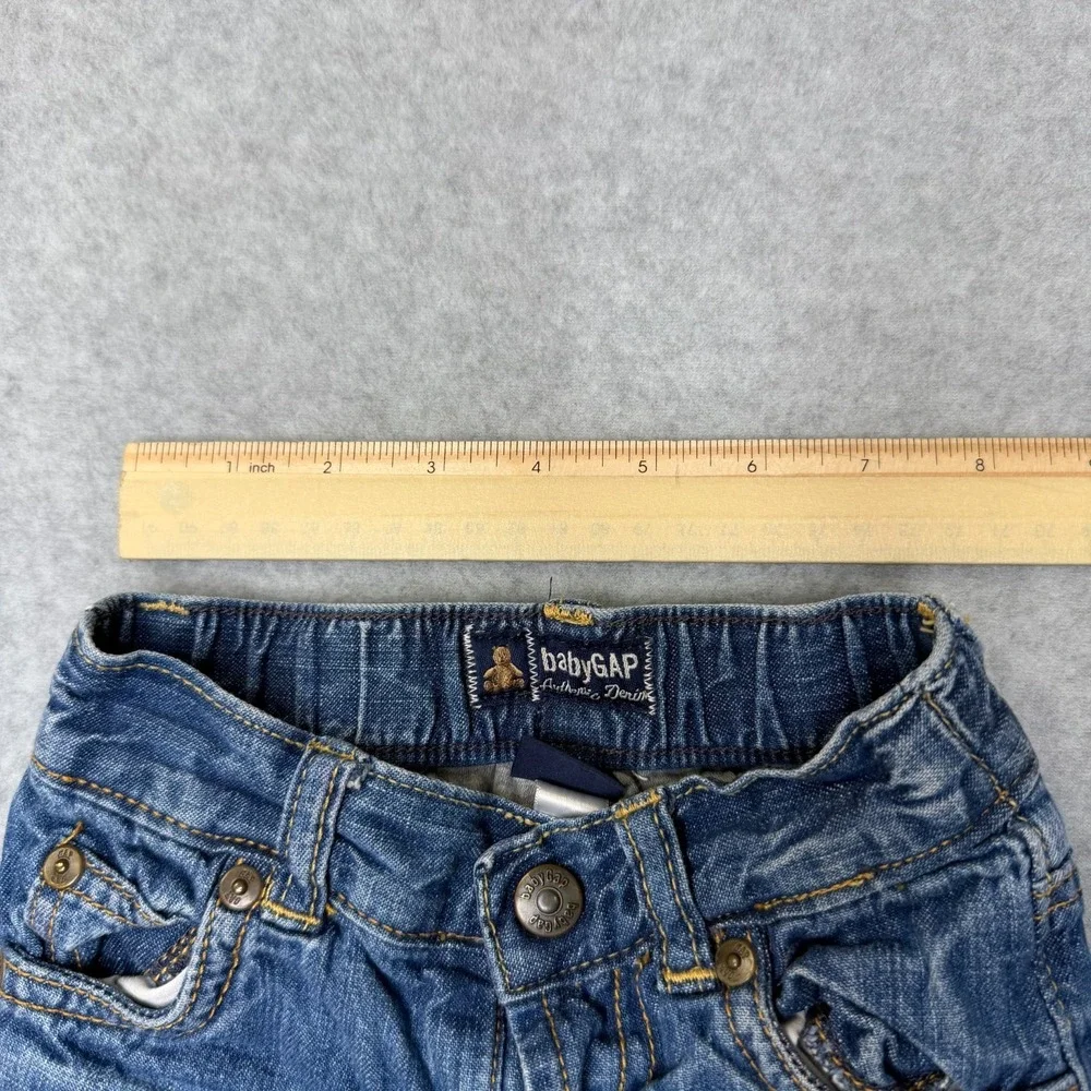 Baby Gap 12-18 Months Jersey Lined Denim Jeans Blue‎ Snap Inseam Straight Leg